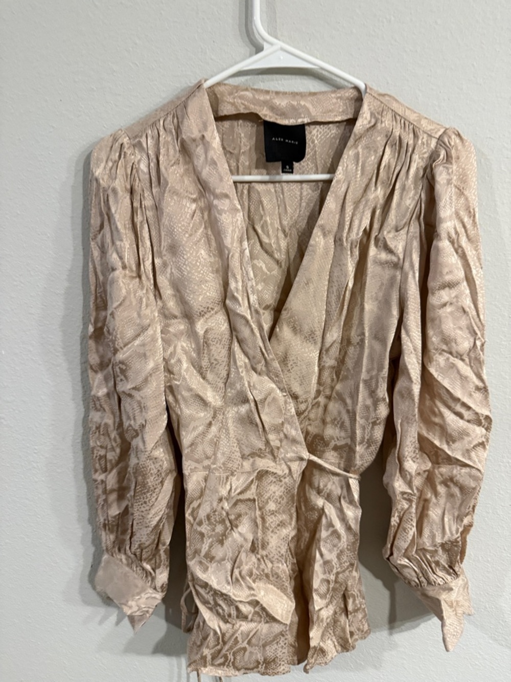Alex Marie Beige Jacquard Blouse